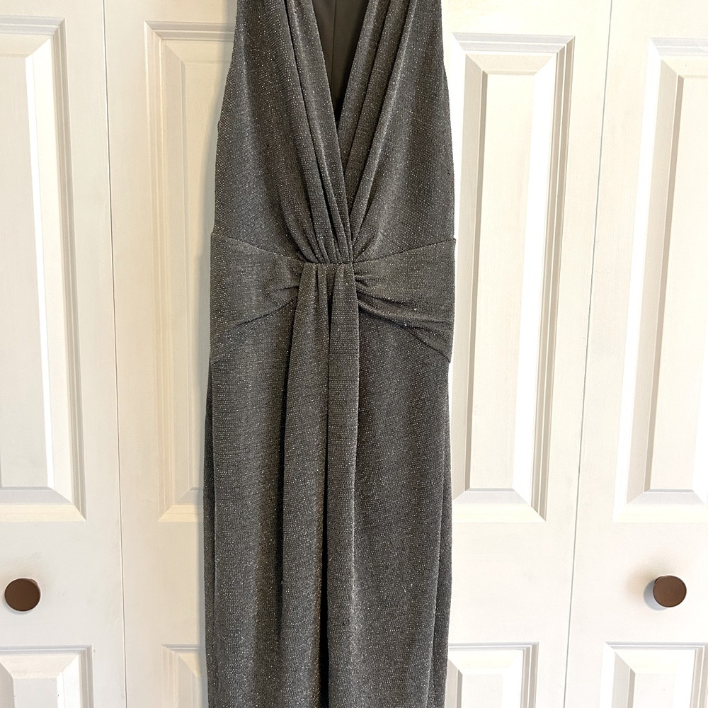 Anne Klein silver wrap dinner dress